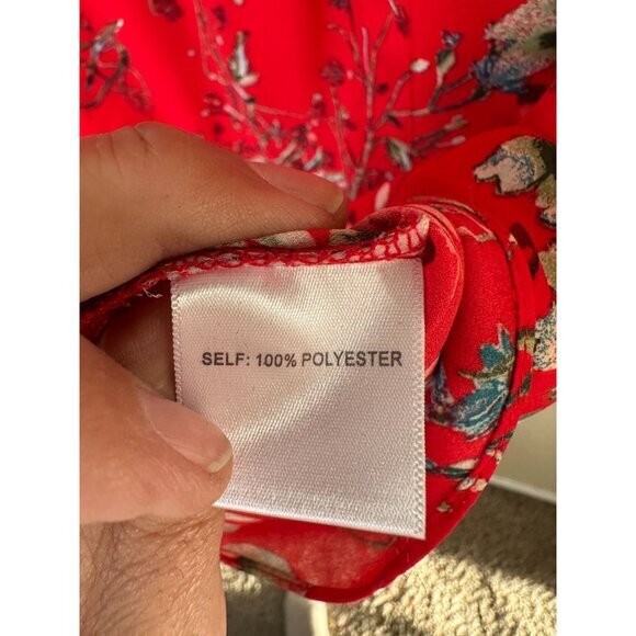 Rose &‎ Olive Womens Red Blouse Small floral sleeveless polyester pullover vneck - Picture 5 of 7